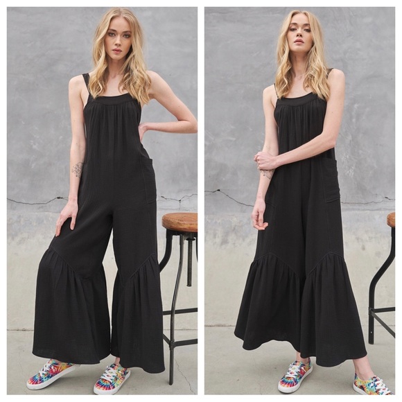 Boho -Cotton gauze solid fabric Wide leg
Jumpsuit - Picture 2 of 4